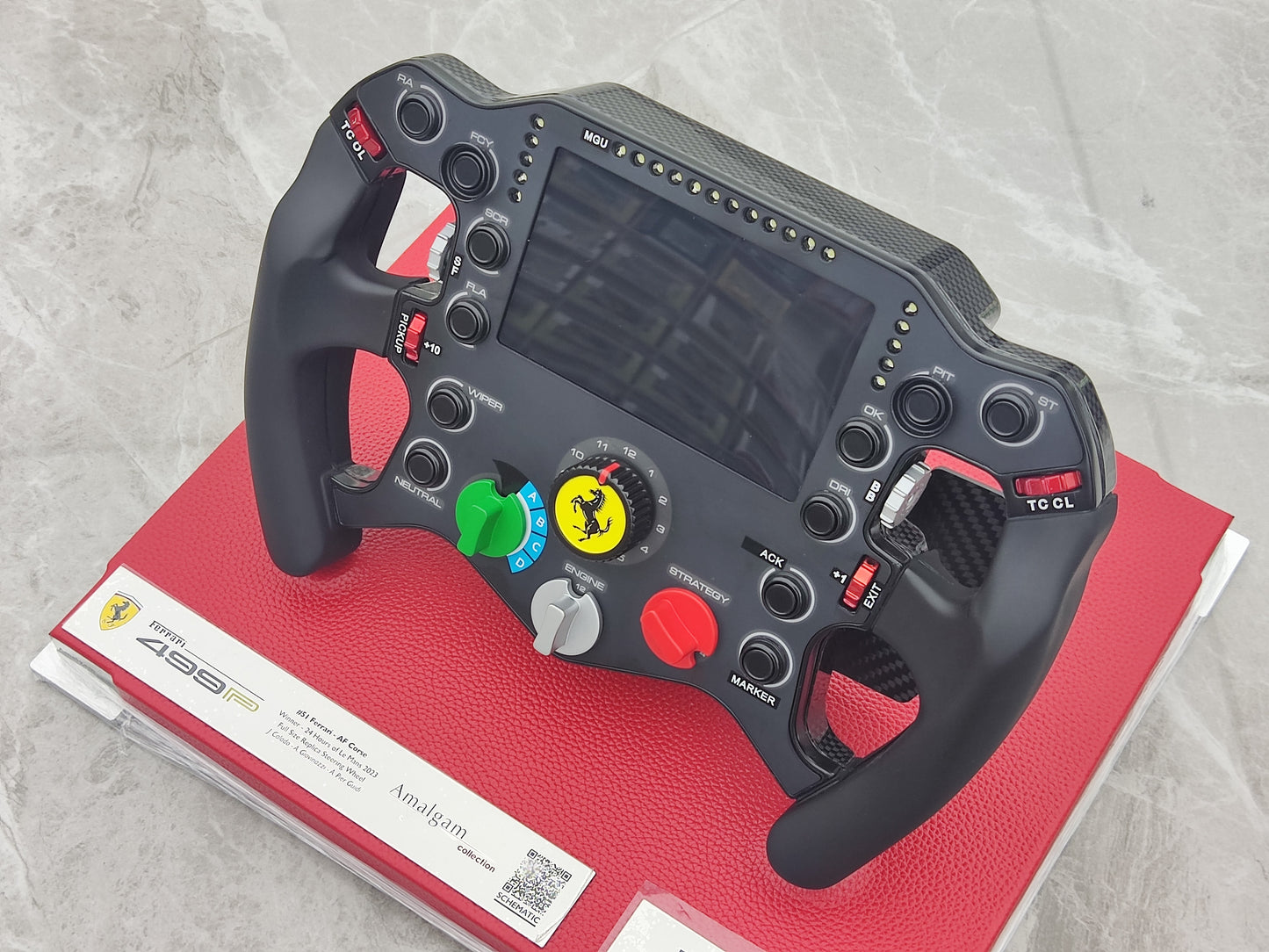Amalgam 1/1 Ferrari 499P 2023 Le Mans Champion Steering Wheel Black M6314-SC1