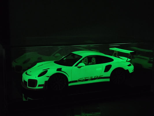 UU 1/18 Porsche 911 GT2 RS Fluorescent Green Simulated Car Model JS-UU007