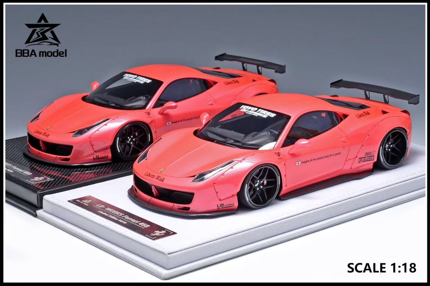 BBA model 1/18 Ferrari 458 large rear wing LBWK wide body modified resin car model