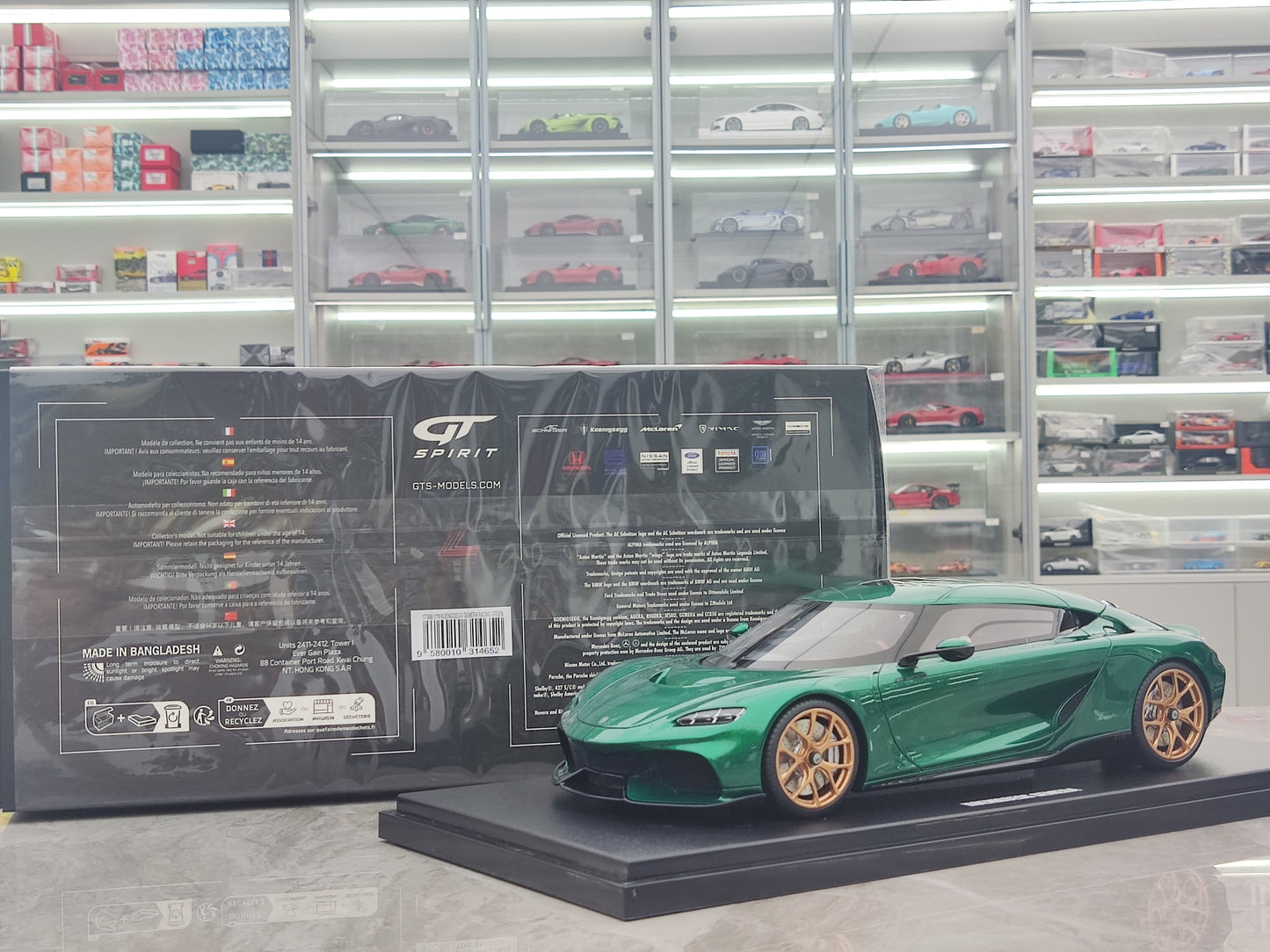 GT Spirit 1/18 Koenigsegg GEMERA RACING Verda Simulada Modelaŭto GT888
