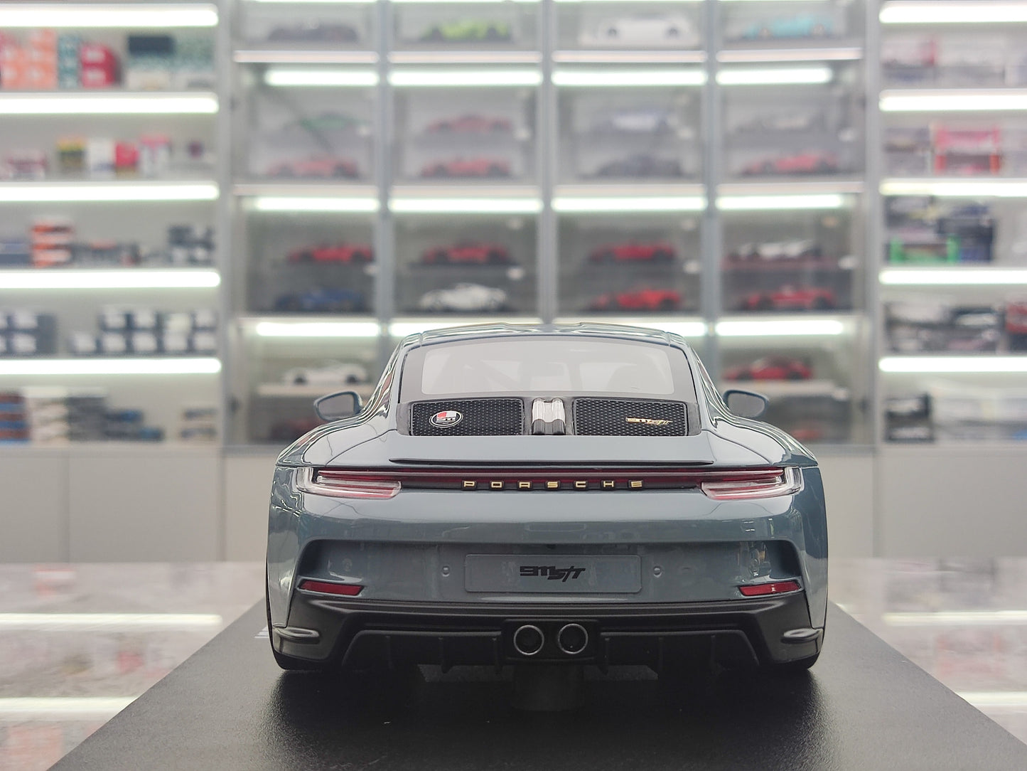 GT Spirit 1/18 Porsche 911 S/T SHORE Metala Blua Simulada Modelaŭto GT491