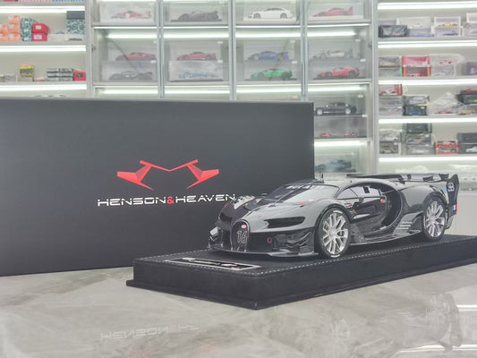 HH Model 1/18 Bugatti Vision GT Diamond Black/Black Carbon Fiber Model Car HH485