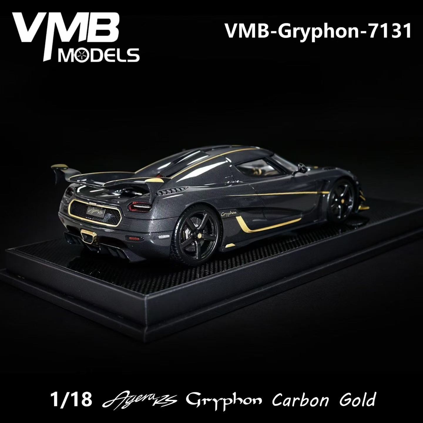 VMB 1/18 Koenigsegg Agera RS Gryphon (Carbon & Gold)