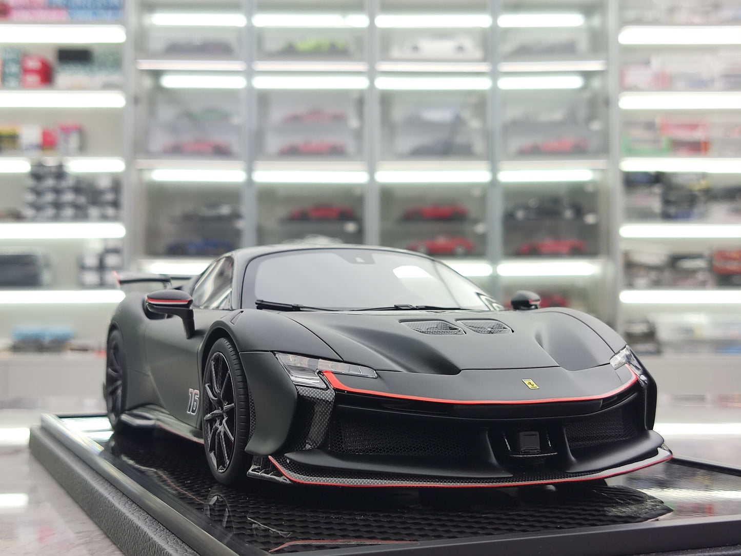 BBR 1/18 Ferrari SF90 XX Stradale Leclerc 16#, Carbon Base, Matte Black, Simulation Car Model P18237CLCH