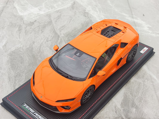 MR 1/18 Lamborghini Nova Huracan Temerario Progreso Oranĝa Simulada Modelaŭto LAMBO062C