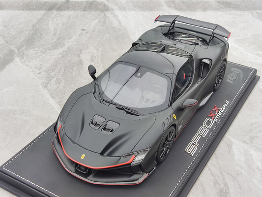 BBR 1/18 Ferrari SF90 XX Stradale Leclerc 16#, Leather Base, Matte Black, Simulation Car Model P18237CL1CH