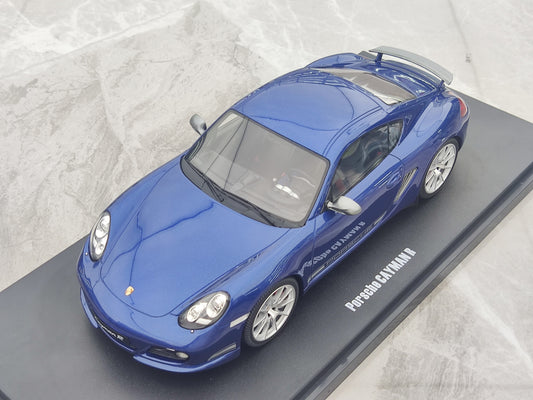 GT Spirit 1/18 Porsche CAYMAN R AKVA Metala Blua Simulada Modelaŭto GT901