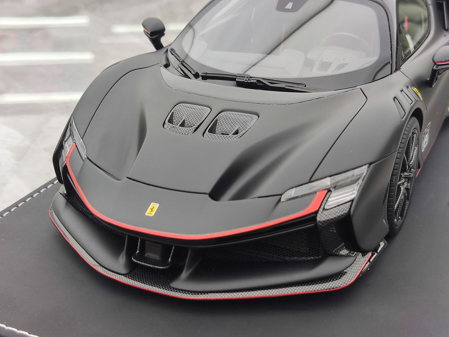 BBR 1/18 Ferrari SF90 XX Stradale Leclerc 16#, Leather Base, Matte Black, Simulation Car Model P18237CL1CH