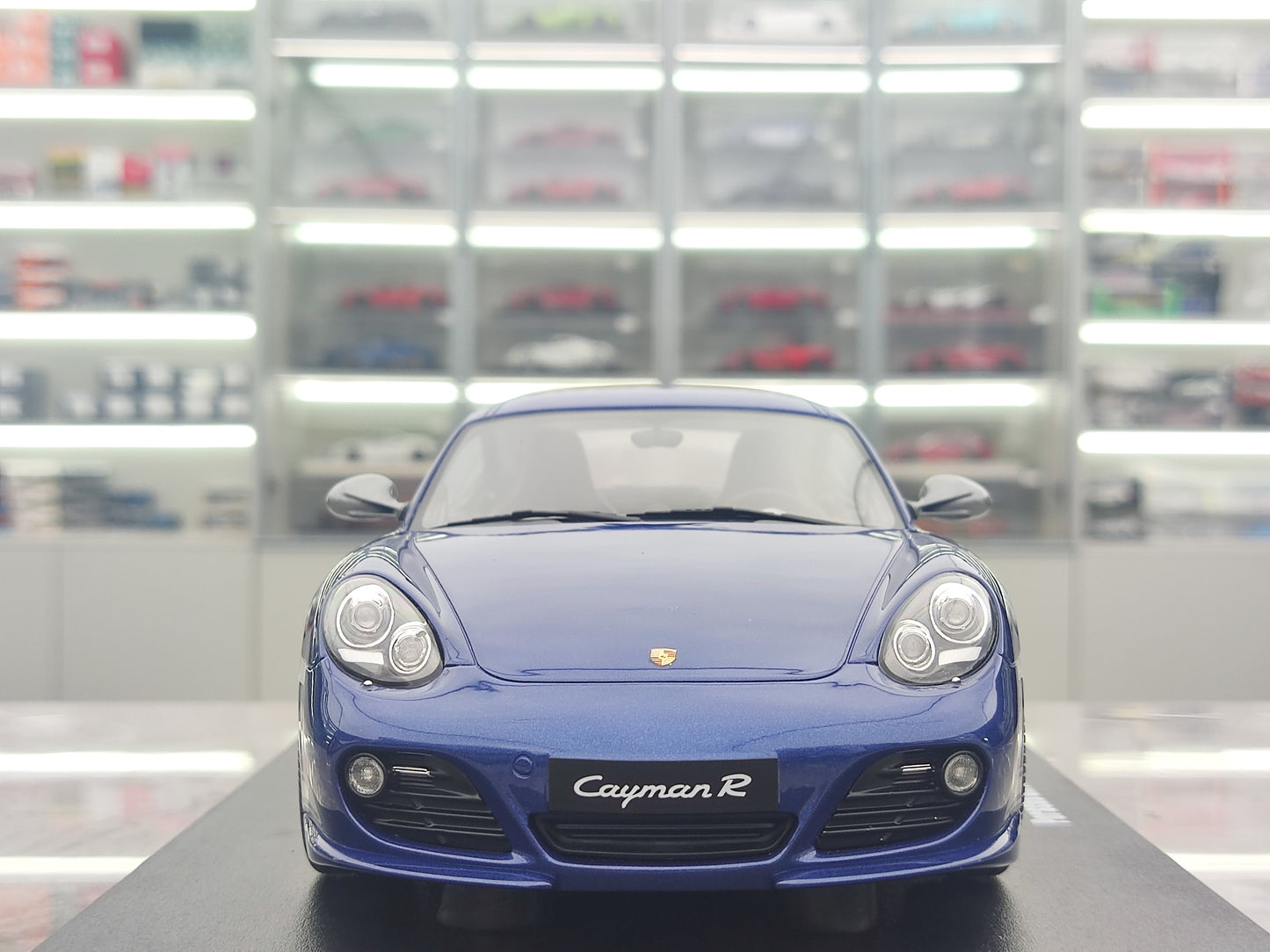GT Spirit 1/18 Porsche CAYMAN R AKVA Metala Blua Simulada Modelaŭto GT901