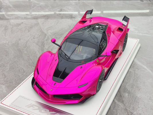 CE 1/18 Ferrari FXXK Electric Pink with Carbon Top Simulated Car Model JS-CE007