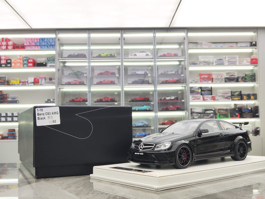 NA 1/18 Mercedes Benz C63 AMG Nigra Serio Rezina Modelaŭto NA004