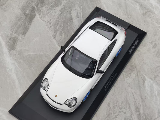 MINICHAMPS 1/18 Porsche 911 GT3 RS - 2002 White with Blue Stripes 155062021