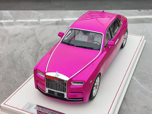SC 1/18 Rolls-Royce Phantom Eighth Generation Electroplated Rose Red Model Car JS-SC003