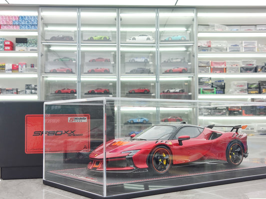 STRADA MODELLO 1/18 Ferrari SF90 XX Metalruĝa Limigita Eldono Modelaŭto-Ornamaĵoj STR002
