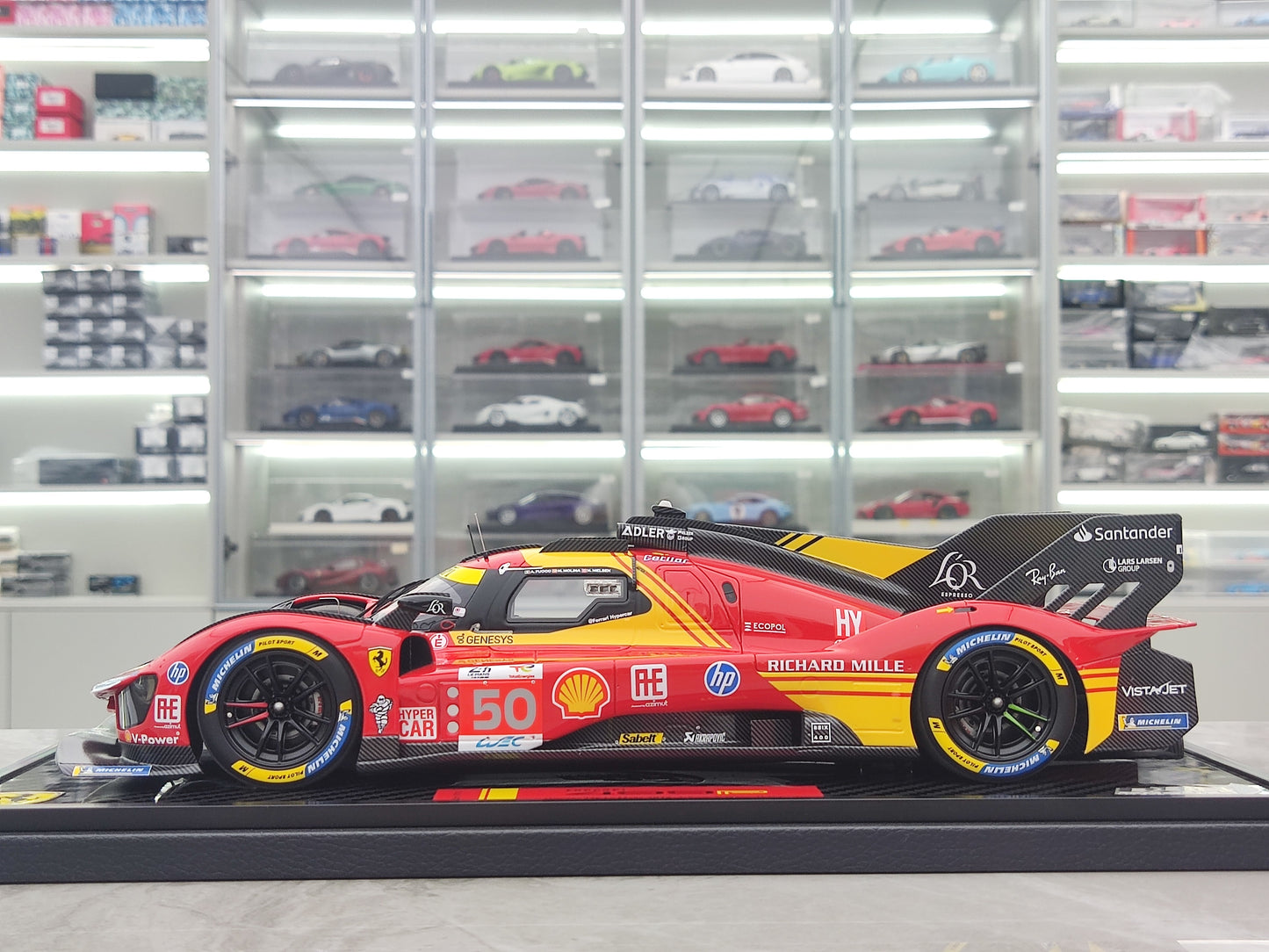 BBR 1/18 Ferrari 499P Car N.50 Winner Le Mans - Carbon Base, Red-Yellow Paint Scheme, Simulation Model Car P18252ACH1