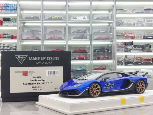 MAKEUP 1/18 Lamborghini SVJ 63 Blue Limited Edition Car Model EML027B