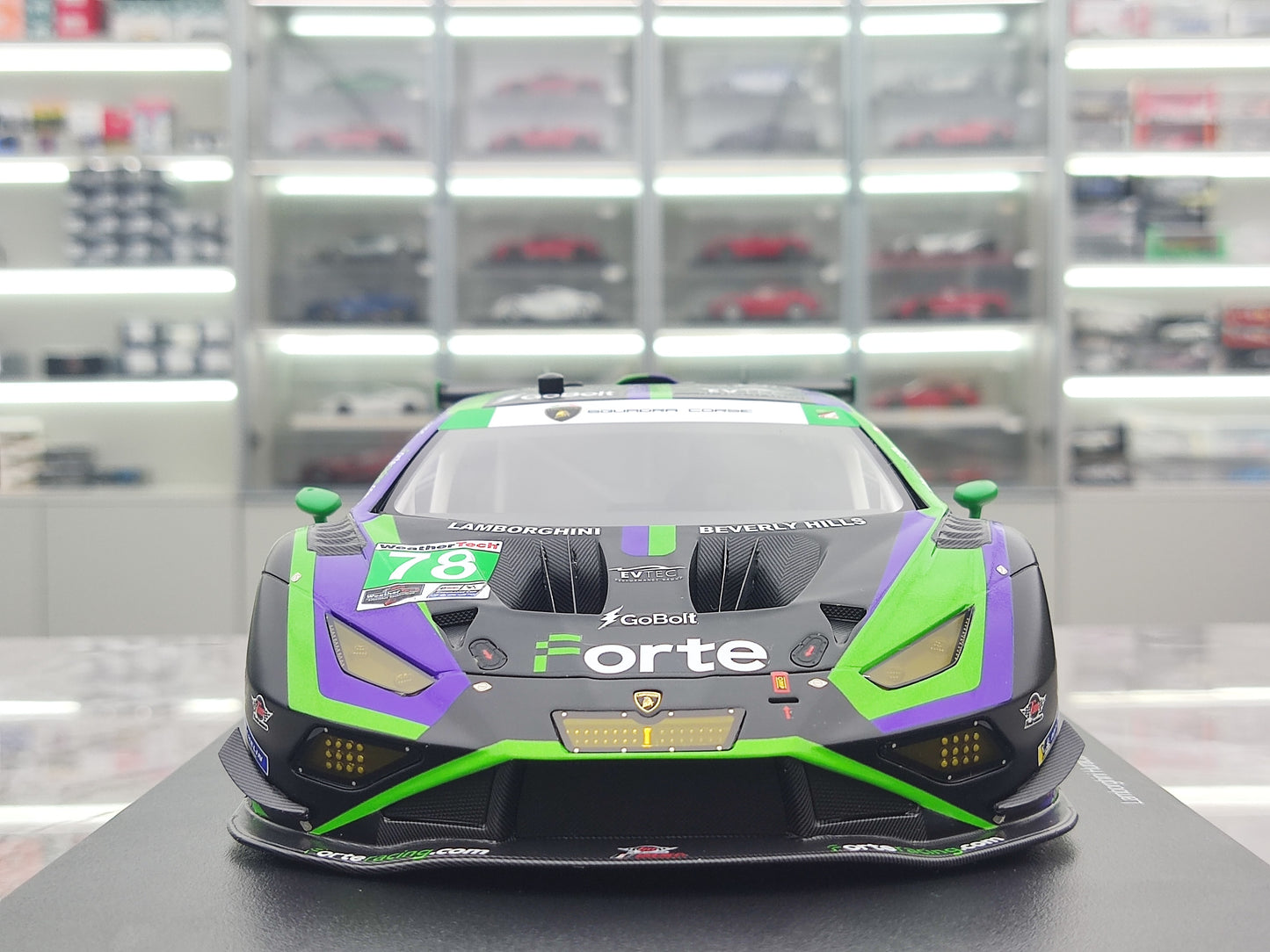 TOPSPEED 1/18 Lamborghini Huracan GT3 EVO2 #78 Forte Racing 2024 green livery simulation model car TS0578