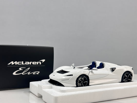 LCD 1/18 McLaren Elva Die-cast Model – Pearl White with Blue Interior (LCD18015-WH)