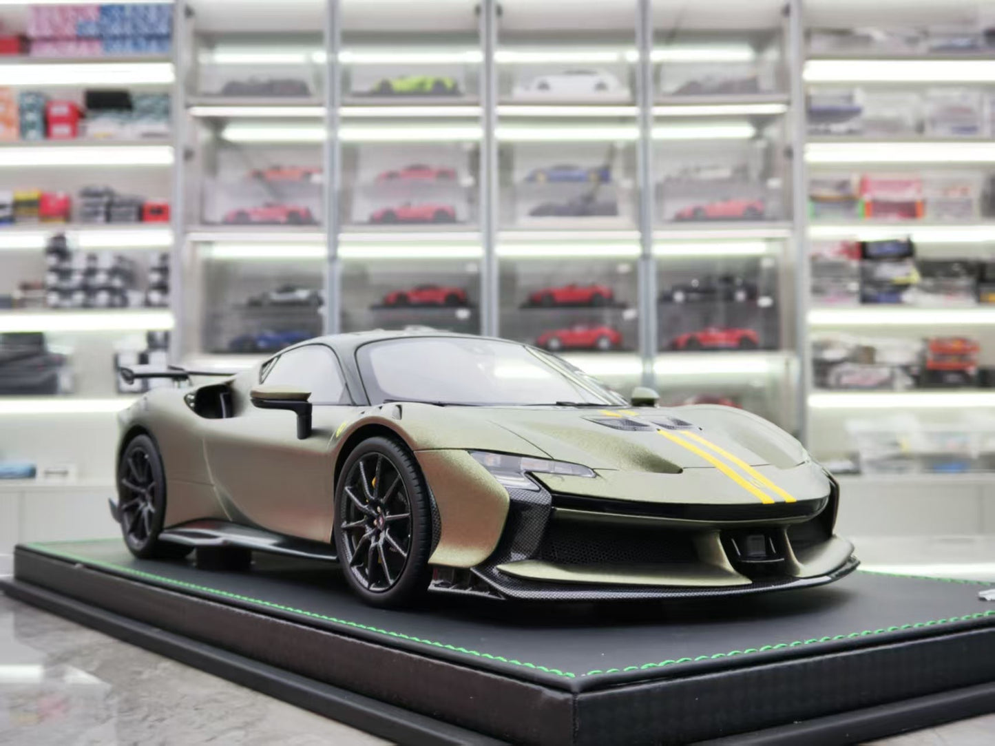BBR 1/18 Ferrari SF90xx Opaco Verde Masoni Model Car P18237R