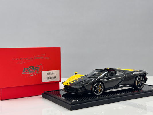 BBR 1/18 Ferrari SP3 Daytona 599+1 Spider - Open Roof Modena Yellow/Black Carbon Fiber P18214TMOCH