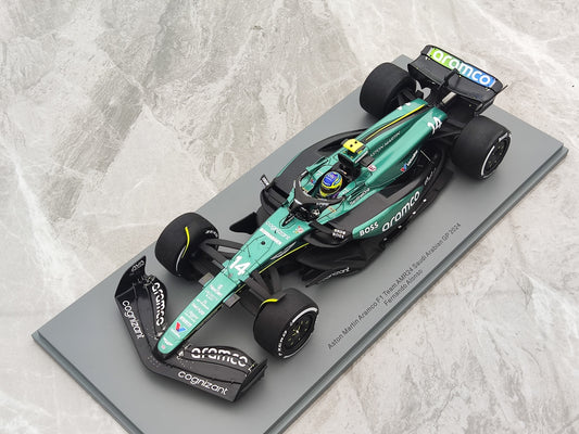 SPARK 1/18 Aston Martin F1 AMR24 2024 vetkuro ankoraŭ ne determinita N-ro 14 Asolong Green farbo Simulado F1-modelaŭto 18S992