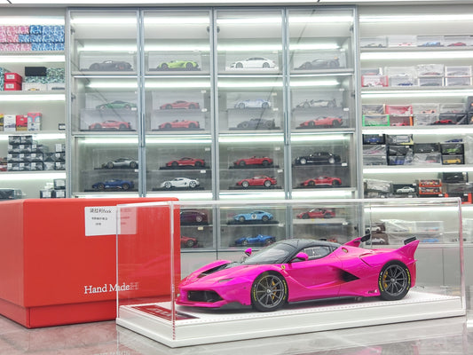 CE 1/18 Ferrari FXXK Electric Pink with Carbon Top Simulated Car Model JS-CE007