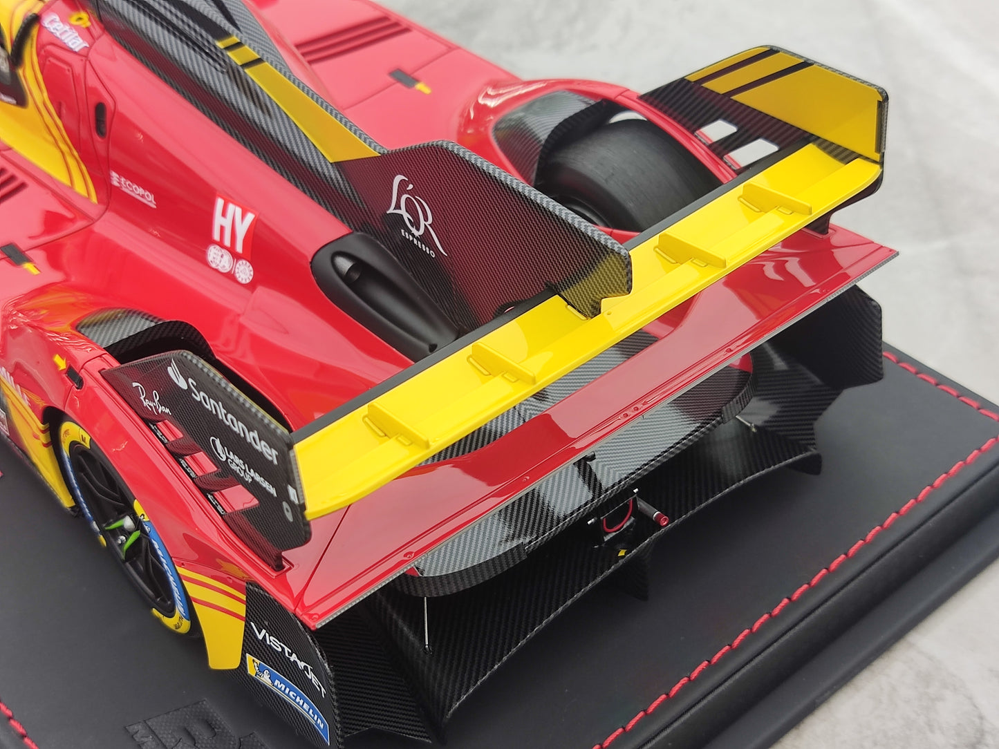 BBR 1/18 Ferrari 499P Car N.50 Winner Le Mans - Leather Base, Red-Yellow Paint Scheme, Limited Edition Car Model P18252A