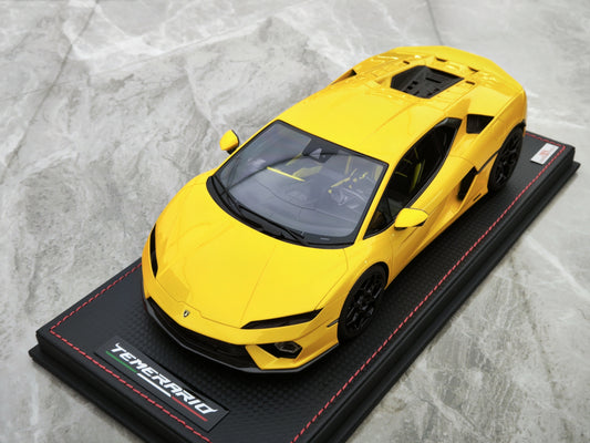 MR 1/18 Lamborghini New Generation Baby Bull Temerario Hardtop Giallo Inti (Indi Yellow) Simulated Car Model LAMBO062E