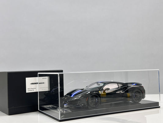 DM Pro 1:18 Ferrari 488P – Black Base, Style F – Black – Fully Opening Resin Model (DGP006B)
