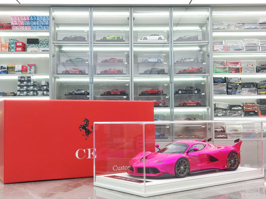 CE 1/18 Ferrari FXXK Electric Pink Simulation Car Model JS-CE011