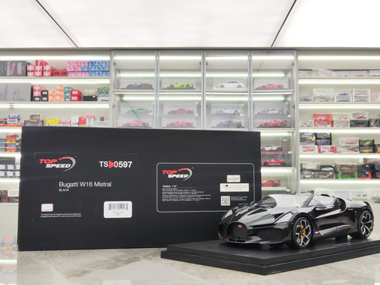 Topspeed 1/18 Bugatti w16 Mistral black resin car model ornaments TS0597