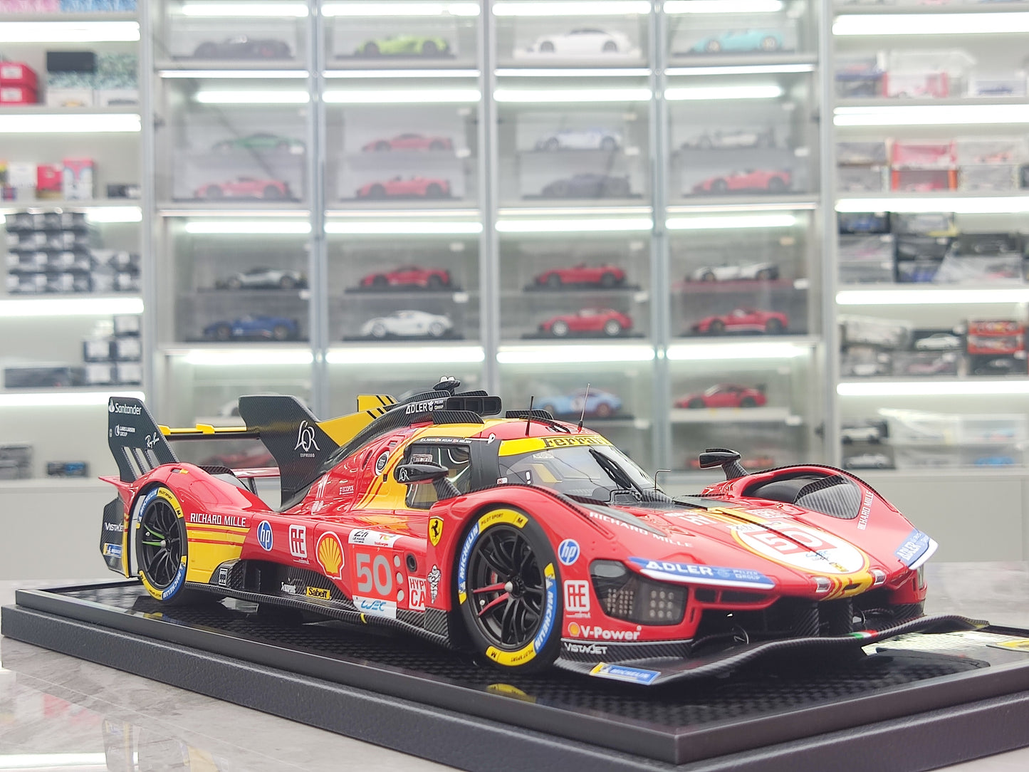 BBR 1/18 Ferrari 499P Car N.50 Winner Le Mans - Carbon Base, Red-Yellow Paint Scheme, Simulation Model Car P18252ACH1