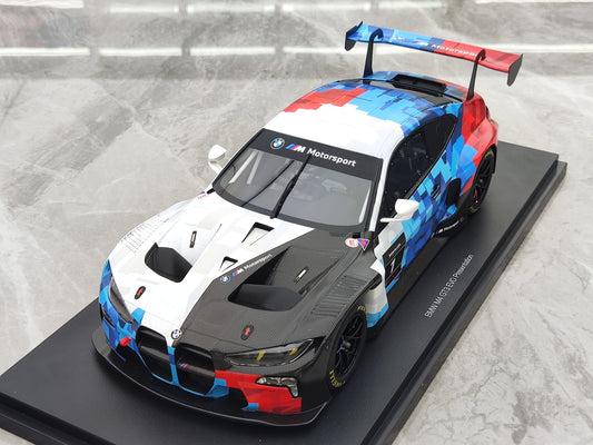 Topspeed 1/18 BMW M4 GT3 EVO Presentation Blue-White Livery Resin Model TS0614