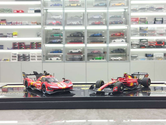 BBR 1/18 Ferrari 499P #51 Le Mans Winner & SF23 #55 Monza GP Pole Position – Red (EMP85EXCH)