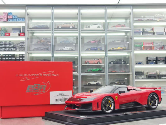 BBR 1/18 Ferrari F80 Leather Base Standard Red/Silver Carbon Fiber Wheels P18253A1