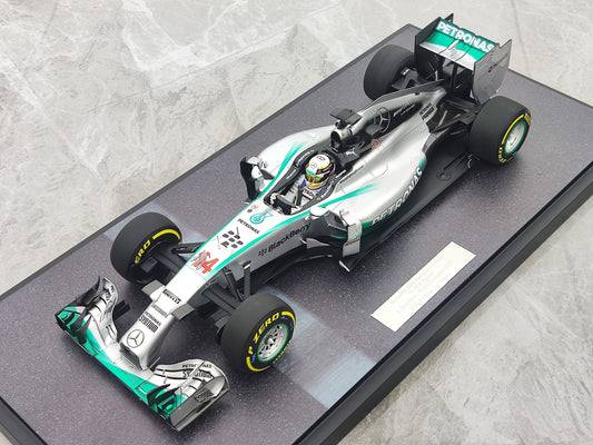 MINICHAMPS 1/12 Mercedes AMG PETRONAS F1 Team W05 Lewis Hamilton World Champion 2014 Silver-Green Simulation Car Model 127140444