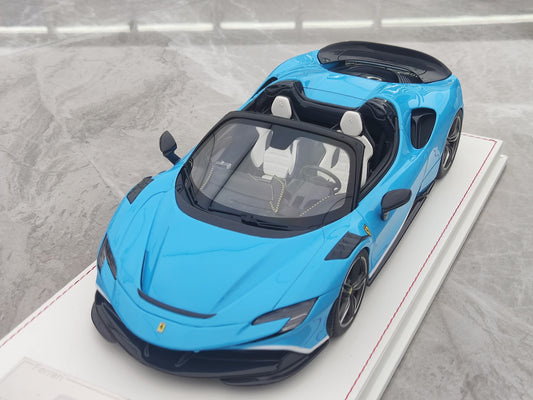 CE 1/18 Ferrari SF90 Spider Blue Resin Model JS-CE013