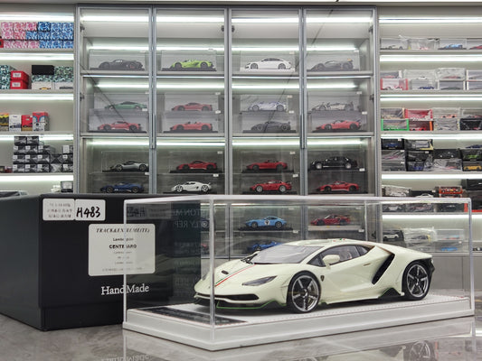 TE 1/18 Lamborghini Centenario Pearl White/Fluorescent Green Simulated Car Model JS-TE001