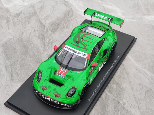 TopSpeed 1/18 Porsche 911 GT3 R (992) #77 AO Racing Green Dinosaur TS0684