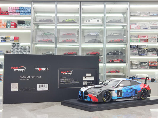 Topspeed 1/18 BMW M4 GT3 EVO Presentation Blue-White Livery Resin Model TS0614