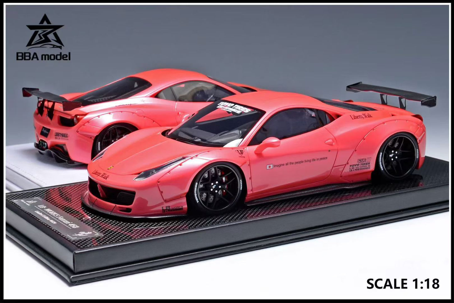 BBA model 1/18 Ferrari 458 large rear wing LBWK wide body modified resin car model
