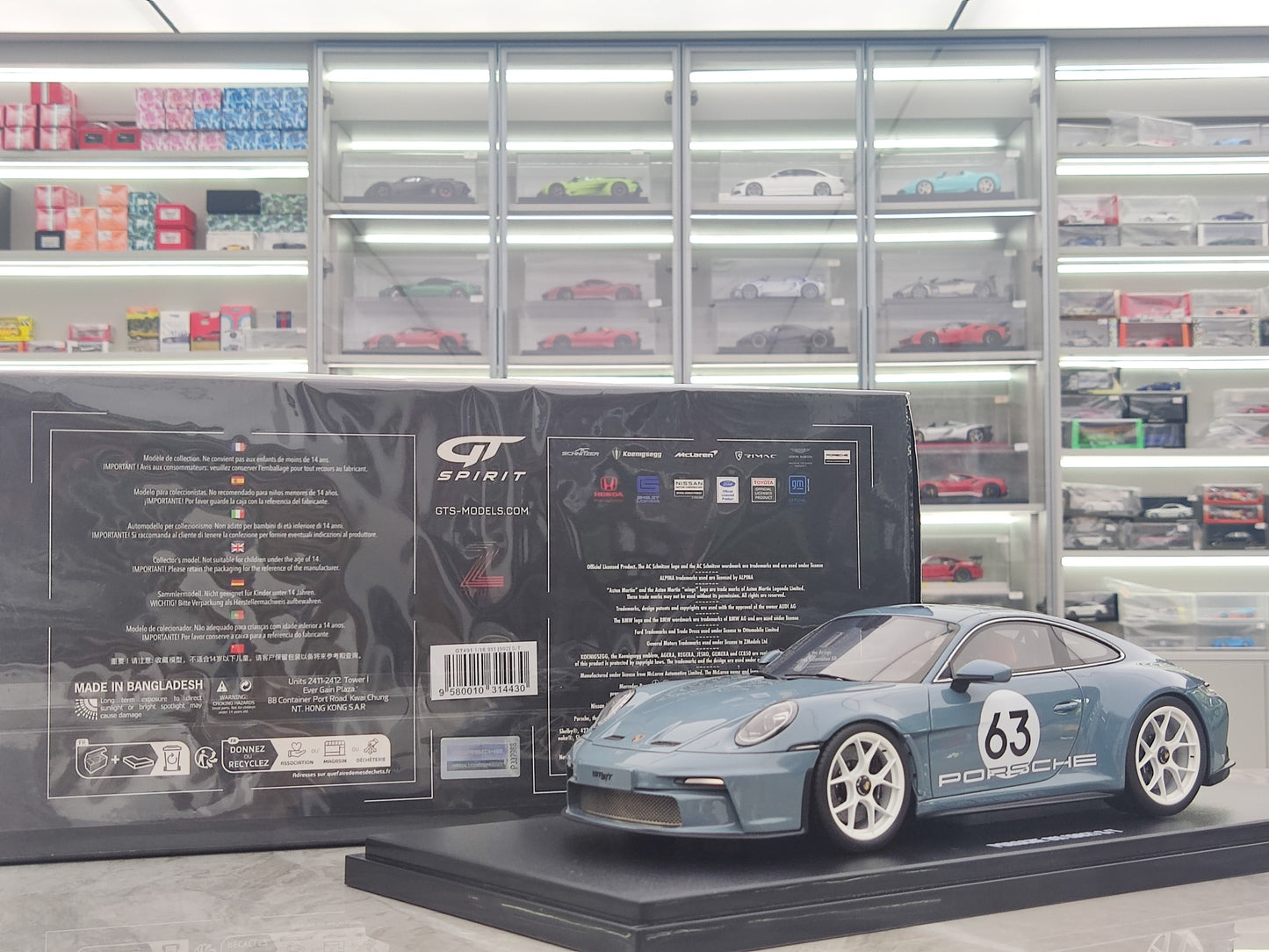 GT Spirit 1/18 Porsche 911 S/T SHORE Metala Blua Simulada Modelaŭto GT491