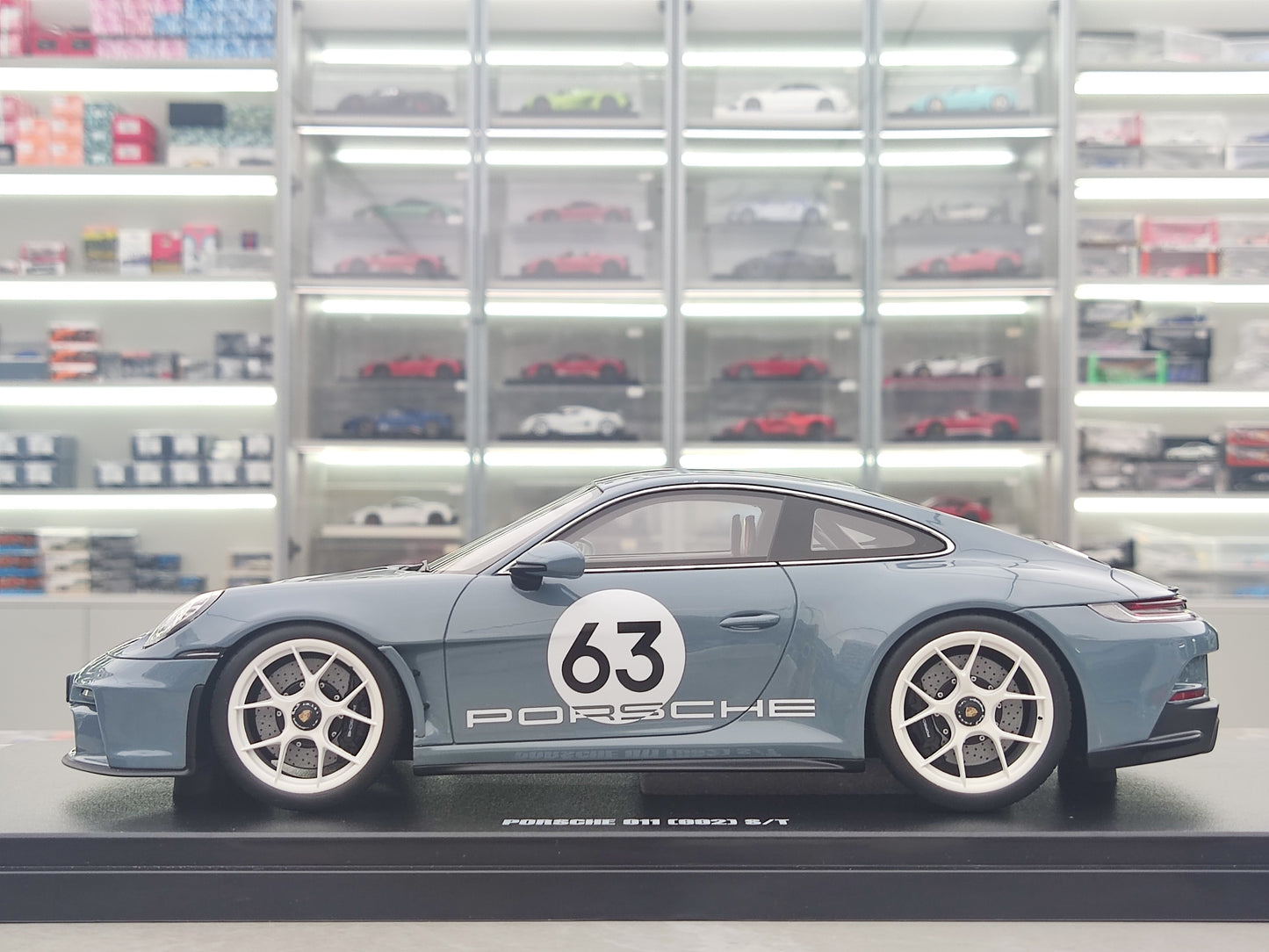 GT Spirit 1/18 Porsche 911 S/T SHORE Metala Blua Simulada Modelaŭto GT491