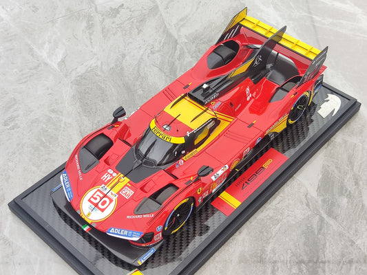 BBR 1/18 Ferrari 499P Car N.50 Winner Le Mans - Carbon Base, Red-Yellow Paint Scheme, Simulation Model Car P18252ACH1