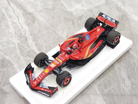 BBR 1/18 Ferrari SF-24 Leclerc 2024 Monaco Grand Prix Champion Red Simulation F1 Model Car BBR241816C