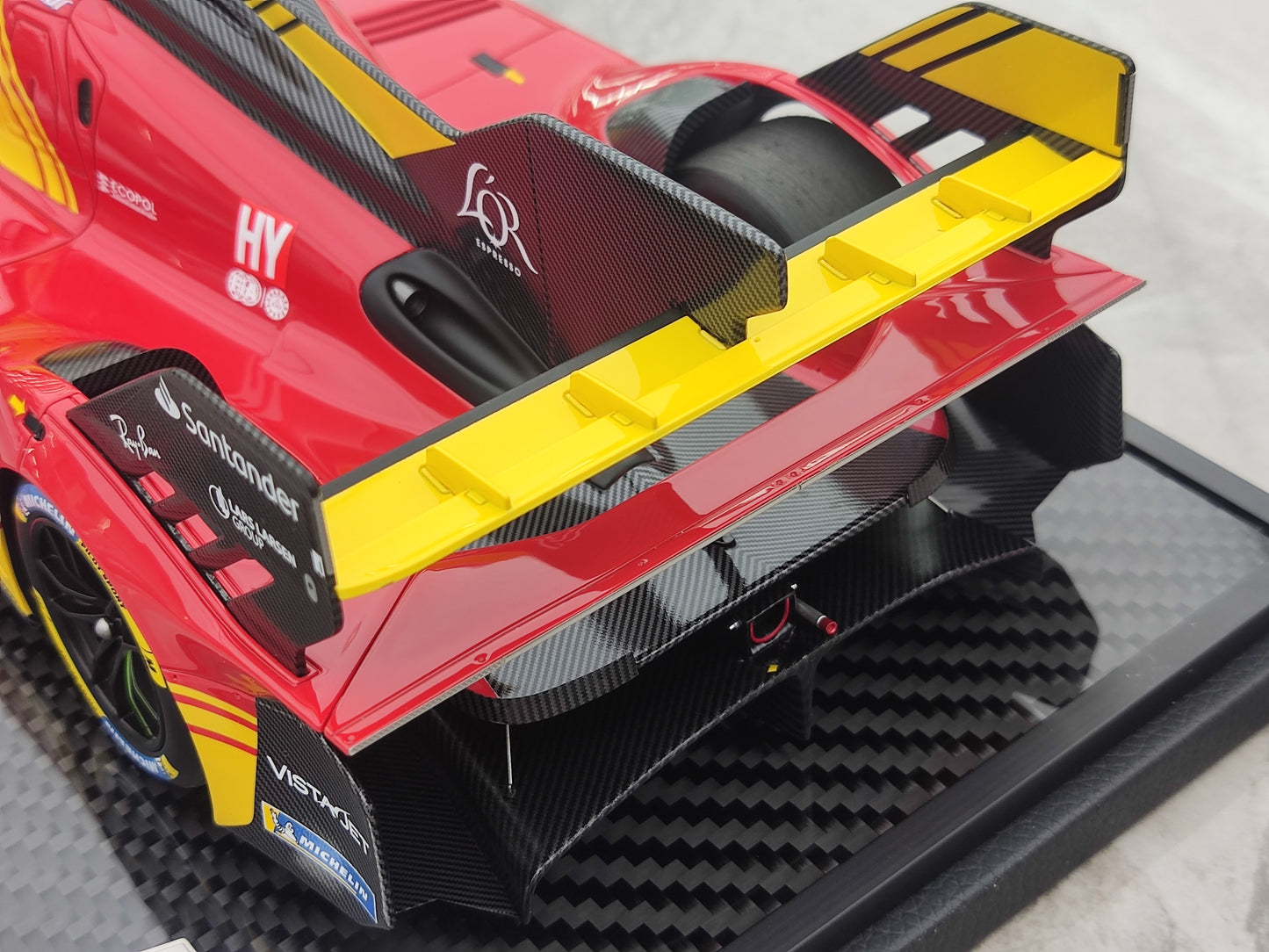 BBR 1/18 Ferrari 499P Car N.50 Winner Le Mans - Carbon Base, Red-Yellow Paint Scheme, Simulation Model Car P18252ACH1