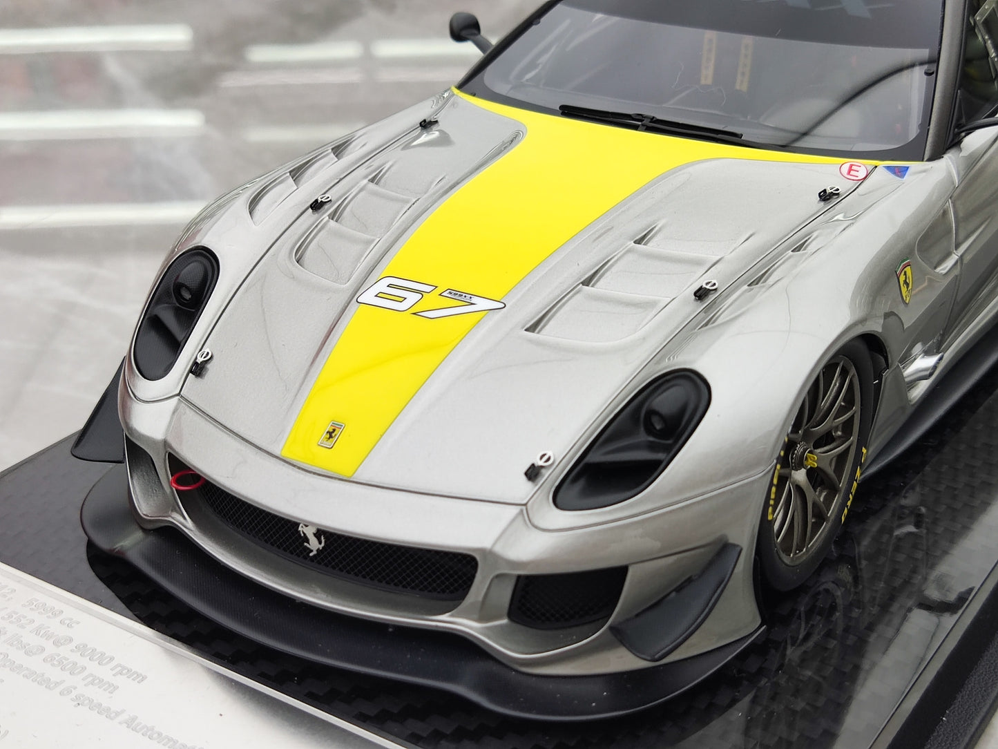 CE 1/18 Ferrari 599 XX EVO #67 Silver Resin Car Model JS-CE017