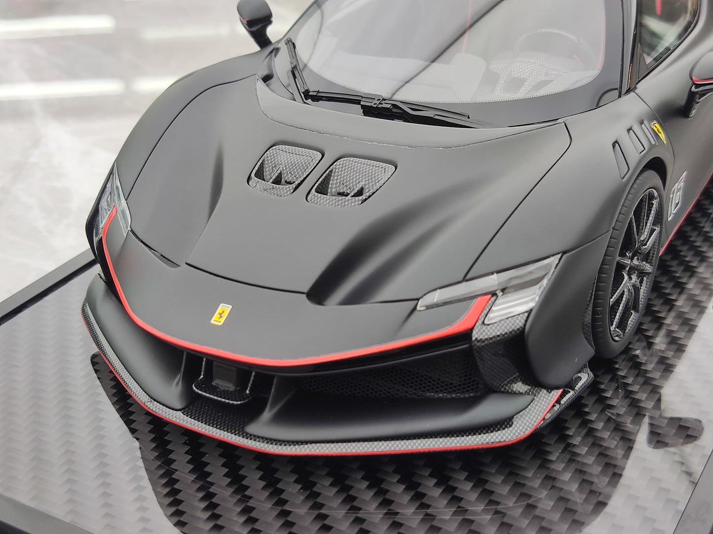 BBR 1/18 Ferrari SF90 XX Stradale Leclerc 16#, Carbon Base, Matte Black, Simulation Car Model P18237CLCH