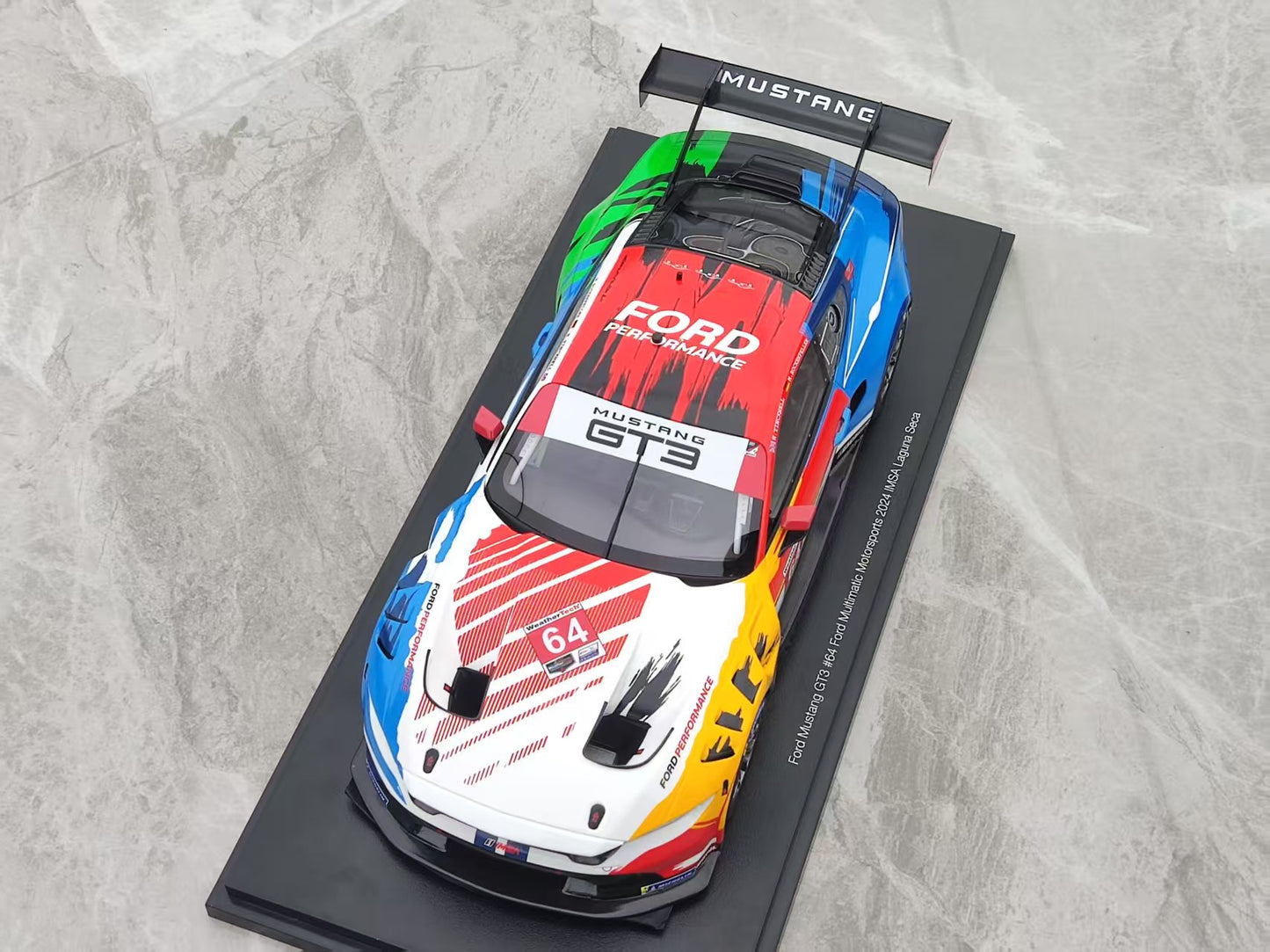 Topspeed 1/18 Ford Mustang GT3 #64 Ford Multimatic Motorsports 2024 White/Blue/Red Livery TS0602