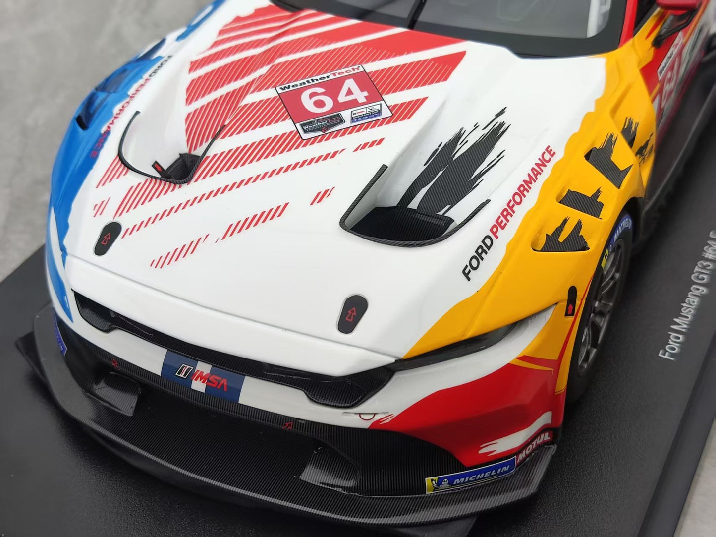Topspeed 1/18 Ford Mustang GT3 #64 Ford Multimatic Motorsports 2024 White/Blue/Red Livery TS0602